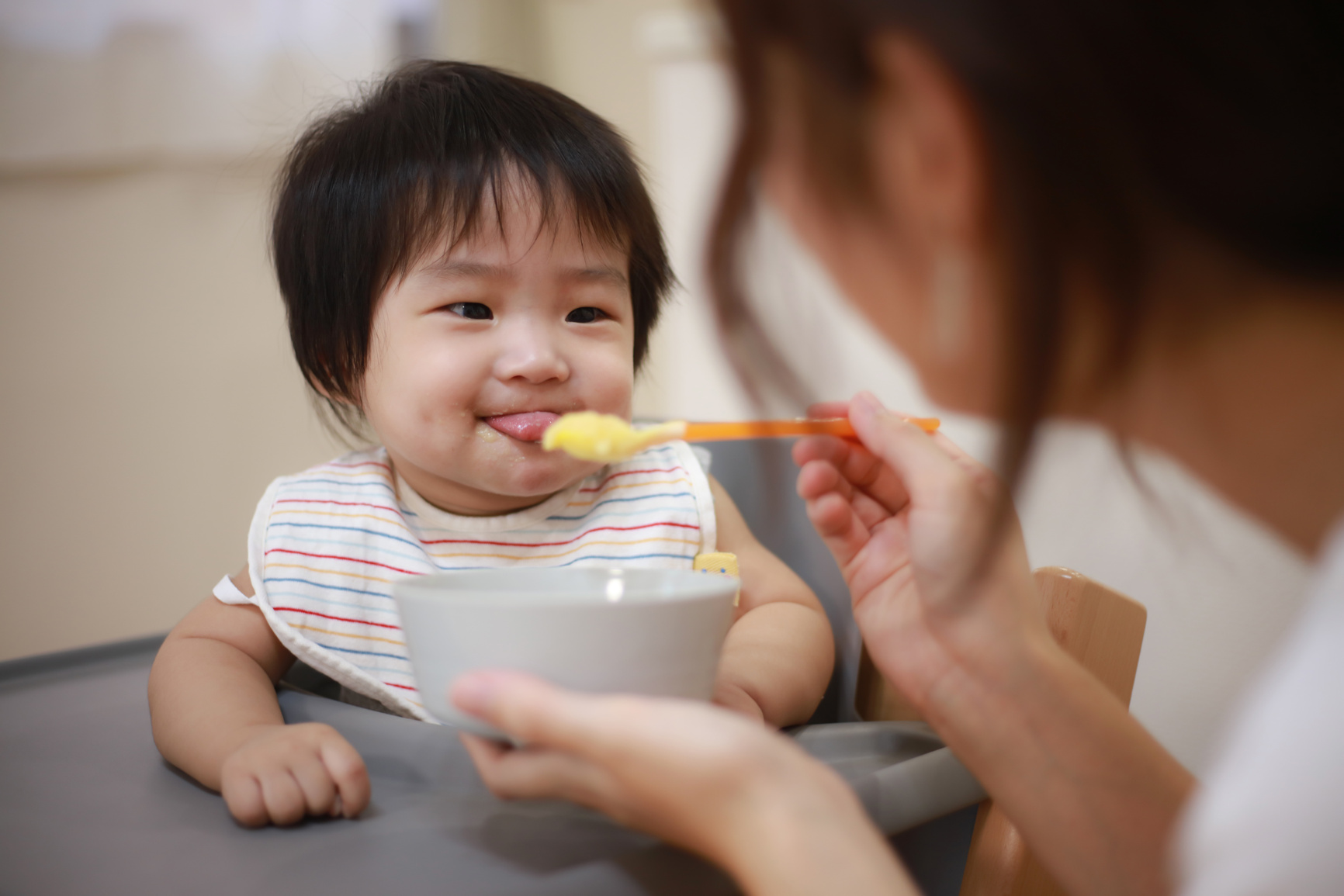 Baby eating baby food